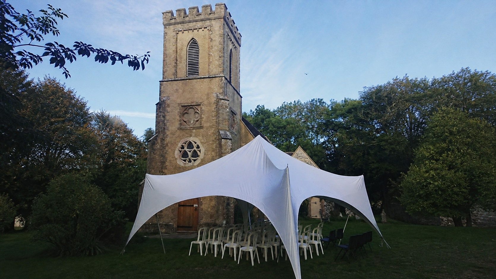 Marquee interior prepared for a celebration
